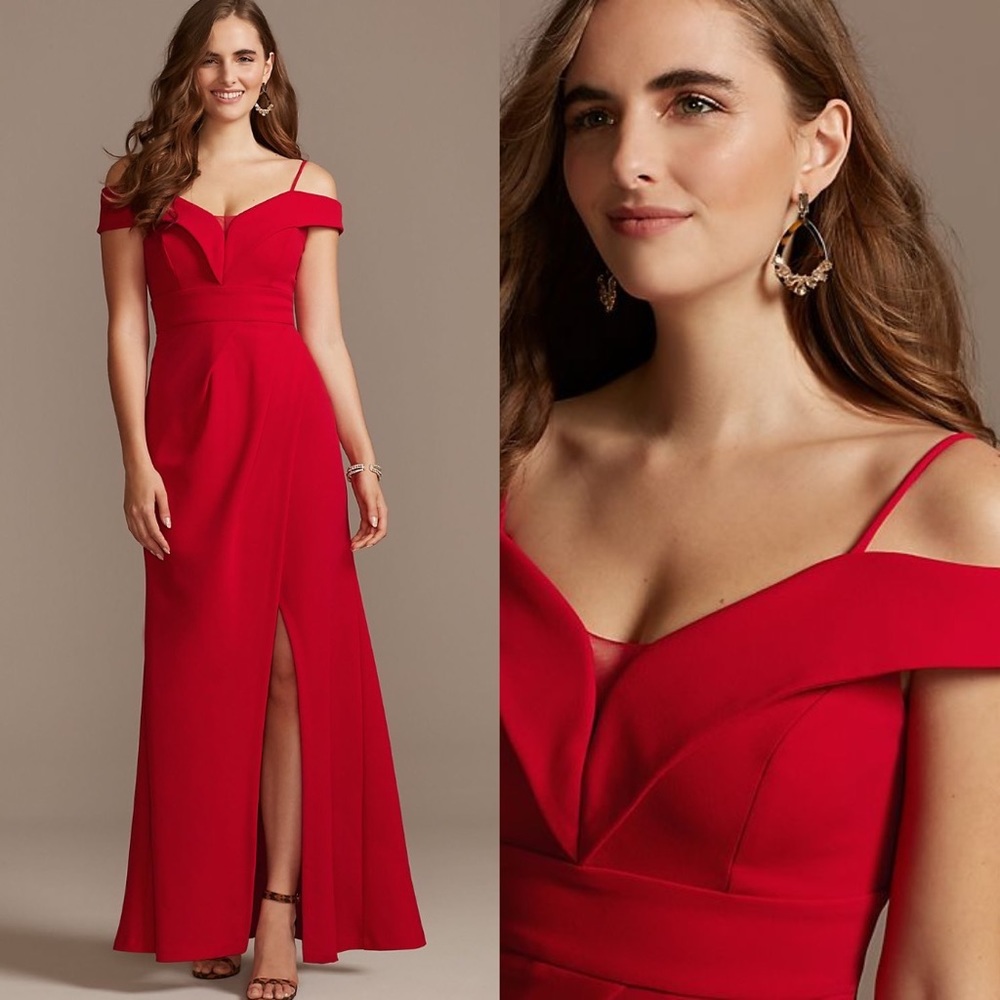 Morgan & Co Off The Shoulder Formal Gown Prom Pageant Dress Red Size 2